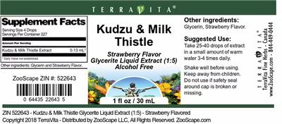 Photo of the TerraVita Kudzu & Milk Thistle Strawberry Flavor label