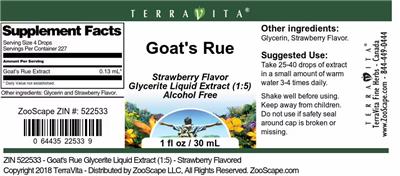 Photo of the TerraVita Goat's Rue Strawberry Flavor label