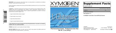 Photo of the XYMOGEN L-Glutamine label