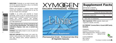Photo of the XYMOGEN L-Lysine label