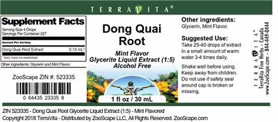 Photo of the TerraVita Dong Quai Root Mint Flavor label