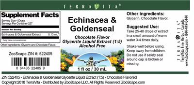 Photo of the TerraVita Echinacea & Goldenseal Chocolate Flavor label