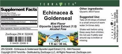 Photo of the TerraVita Echinacea & Goldenseal Mint Flavor label
