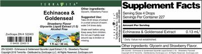 Photo of the TerraVita Echinacea & Goldenseal Strawberry Flavor label