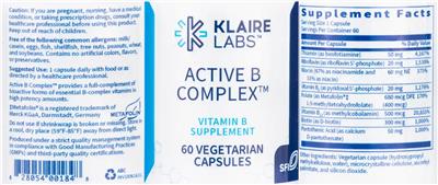 Photo of the Klaire Labs Active B Complex label