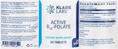 Photo of the Klaire Labs Active B12-Folate label