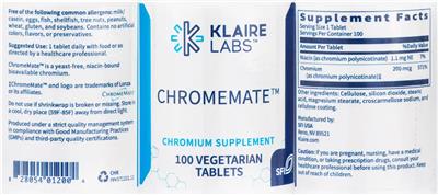 Photo of the Klaire Labs ChromeMate label