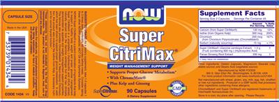 Photo of the NOW Super CitriMax label