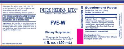 Photo of the Pure Herbs FVE-W label