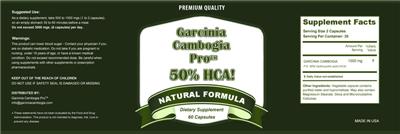 Photo of the Garcinia Cambogia Pro Garcinia Cambogia Pro 50% HCA label