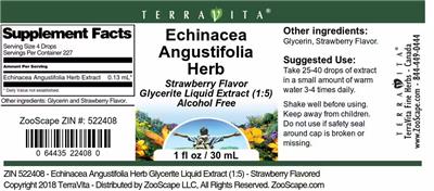 Photo of the TerraVita Echinacea Angustifolia Herb Strawberry Flavor label