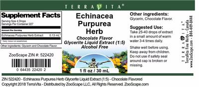 Photo of the TerraVita Echinacea Purpurea Herb Chocolate Flavor label