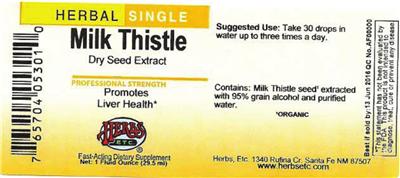 Photo of the Herbs Etc. Milk Thistle Dry Seed Extract label