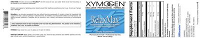 Photo of the XYMOGEN RelaxMax label