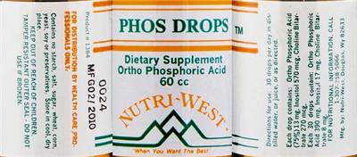 Photo of the Nutri-West Phos-Drops label