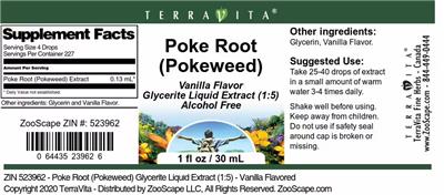 Poke Root (Pokeweed) Vanilla Flavor