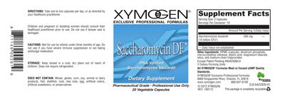 Photo of the XYMOGEN Saccharomycin DF label