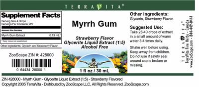 Photo of the TerraVita Myrrh Gum Strawberry Flavor label