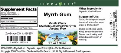 Photo of the TerraVita Myrrh Gum Vanilla Flavor label