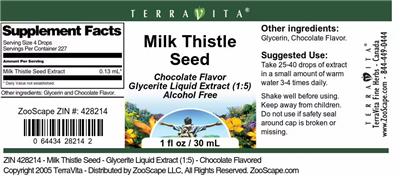 Photo of the TerraVita Milk Thistle Seed Chocolate Flavor label