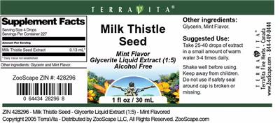 Photo of the TerraVita Milk Thistle Seed Mint Flavor label