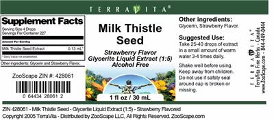 Photo of the TerraVita Milk Thistle Seed Strawberry Flavor label