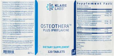 Photo of the Klaire Labs OsteoThera plus Ipriflavone label
