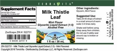 Photo of the TerraVita Milk Thistle Leaf Mint Flavor label