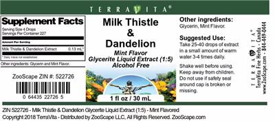 Photo of the TerraVita Milk Thistle & Dandelion Mint Flavor label