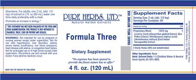 Photo of the Pure Herbs Formula Three label