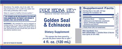 Photo of the Pure Herbs Golden Seal & Echinacea label