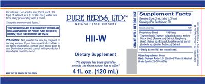 Photo of the Pure Herbs HII-W label