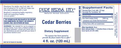 Photo of the Pure Herbs Cedar Berries label