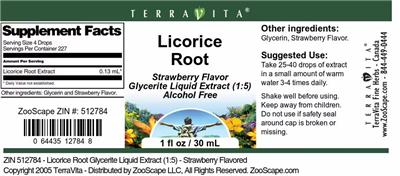 Photo of the TerraVita Licorice Root Strawberry Flavor label