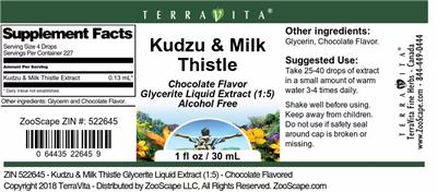 Photo of the TerraVita Kudzu & Milk Thistle Chocolate Flavor label