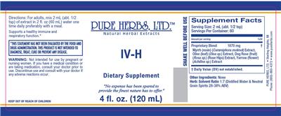 Photo of the Pure Herbs IV-H label