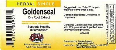 Photo of the Herbs Etc. Goldenseal Dry Root Extract label