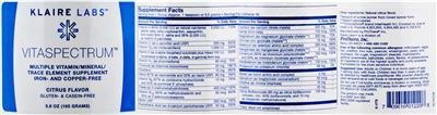Photo of the Klaire Labs VitaSpectrum Citrus Flavor label