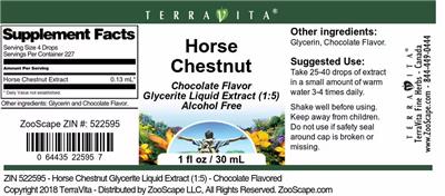 Photo of the TerraVita Horse Chestnut Chocolate Flavor label