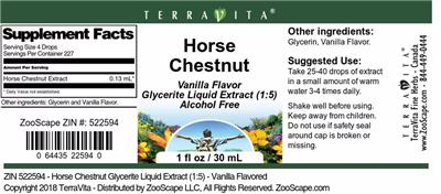 Photo of the TerraVita Horse Chestnut Vanilla Flavor label