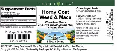 Photo of the TerraVita Horny Goat Weed & Maca Chocolate Flavor label