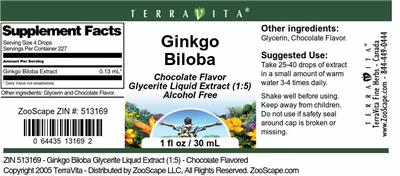 Photo of the TerraVita Ginkgo Biloba Chocolate Flavor label