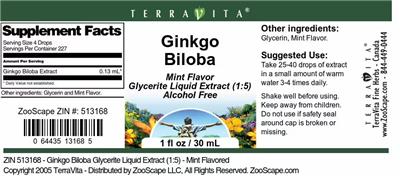 Photo of the TerraVita Ginkgo Biloba Mint Flavor label