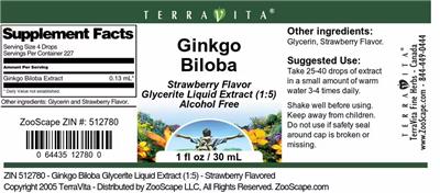 Photo of the TerraVita Ginkgo Biloba Strawberry Flavor label