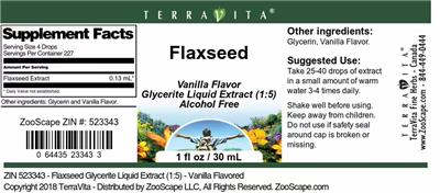 Photo of the TerraVita Flaxseed Vanilla Flavor label