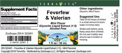 Photo of the TerraVita Feverfew & Valerian Mint Flavor label