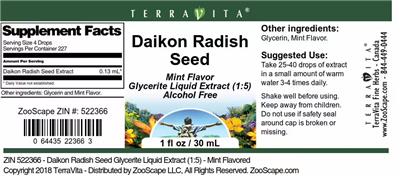 Photo of the TerraVita Daikon Radish Seed Mint Flavor label