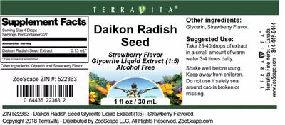 Photo of the TerraVita Daikon Radish Seed Strawberry Flavor label