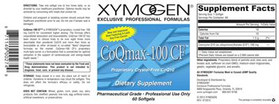 Photo of the XYMOGEN CoQmax-100 CF label