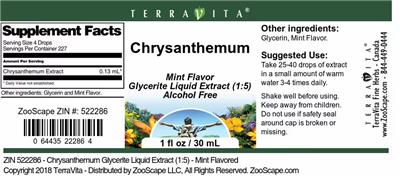 Photo of the TerraVita Chrysanthemum Mint Flavor label